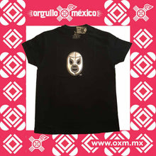 Playera Alta Frecuencia con relieve de máscara de El Hijo del Santo, El Enmascarado de Plata; leyenda mexicana de la lucha libre. Producto Original HDS.