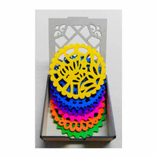 OxM.Mx Juego de portavasos coaster con diseño de papel picado  elaborados en fieltro version colores