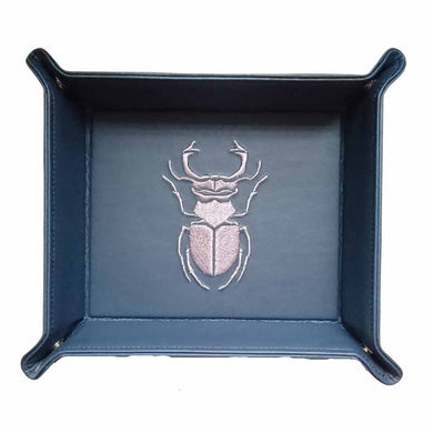 Charola vacía bolsillos en curpiel con bordado escarabajo (mediano)
